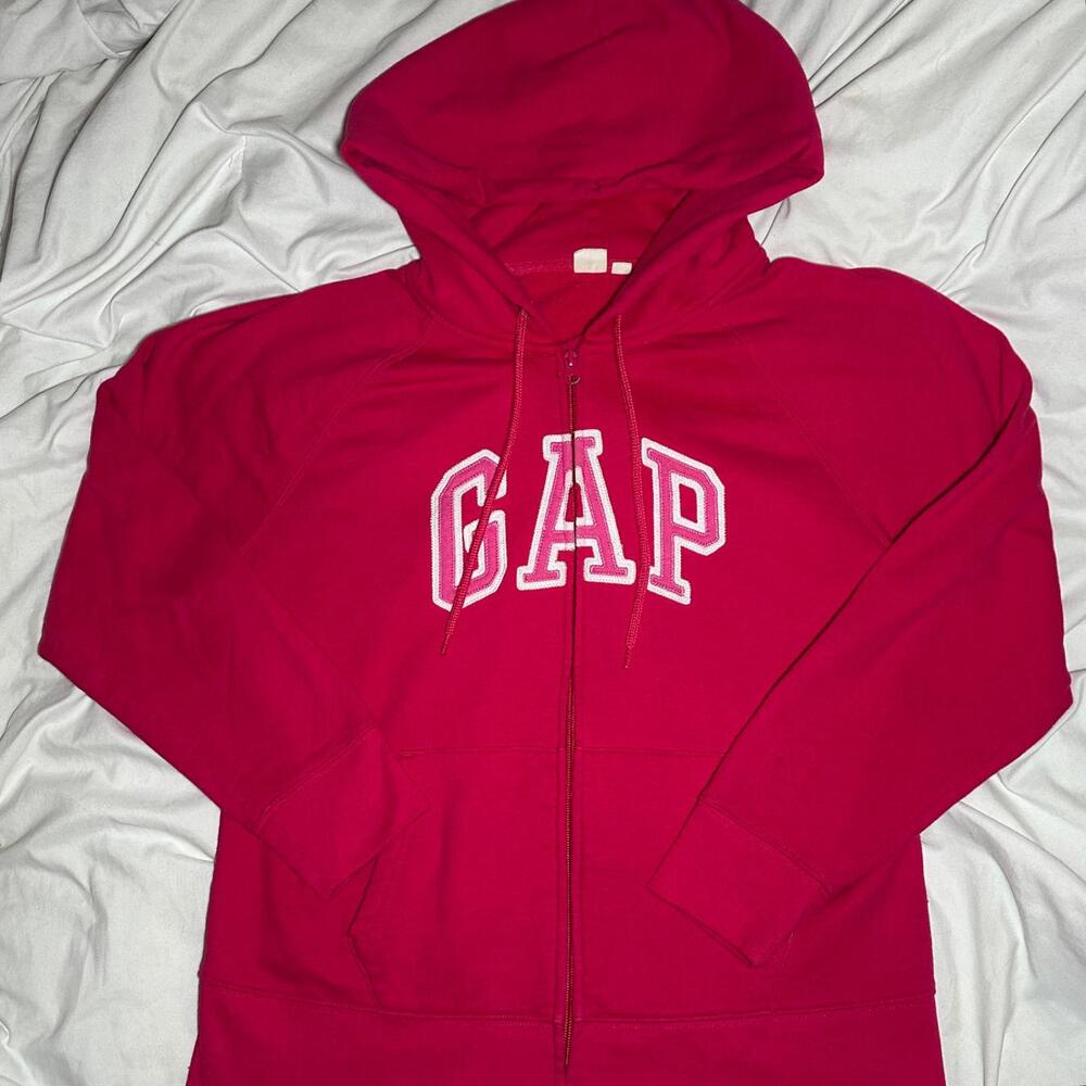 GAP hot pink logo zip up hoodie
